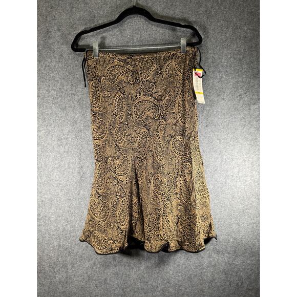 Jones New York Signature Skirt Women Medium Gold Paisle Stretch Whimsigoth Fairy - Picture 1 of 6